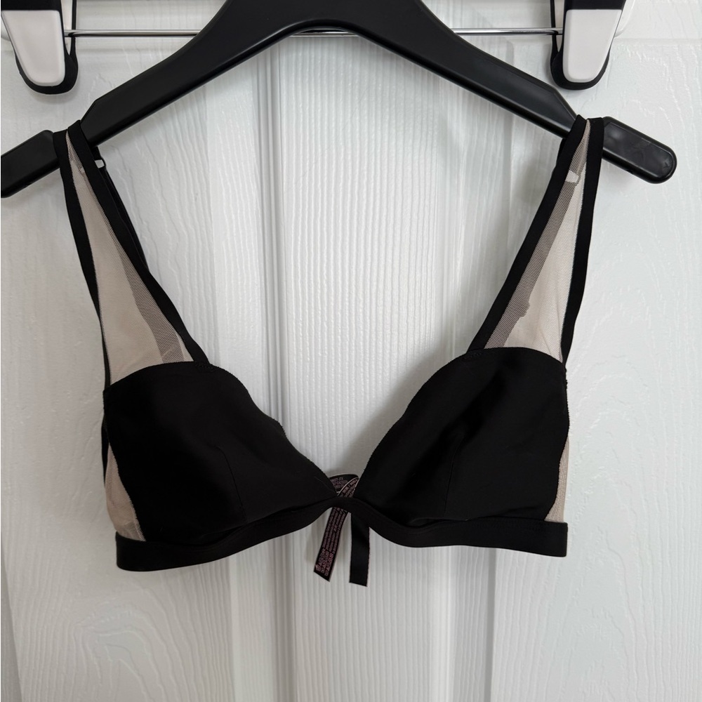 Victoria’s Secret Black Mesh Detail Bra 36B Sexy Lingerie Pin up